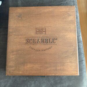 Scrabble Vintage Edition Board Game With Wooden Box & Accessories